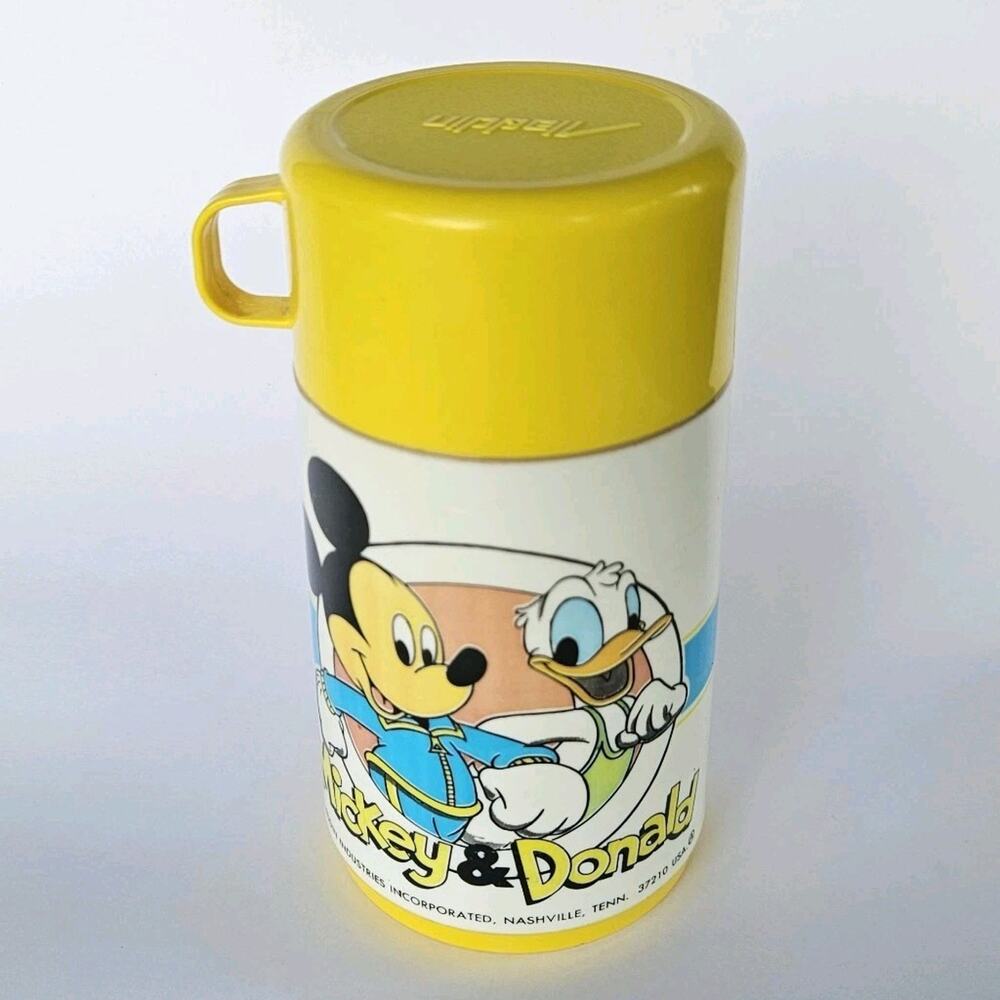 Vintage 80's Mickey and Donald Aladdin Thermos With Cup and Spout Walt Disney